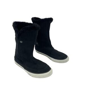 Converse Black Suede Faux Fur Lined Snow Boots Womens Size 4 Preowned
